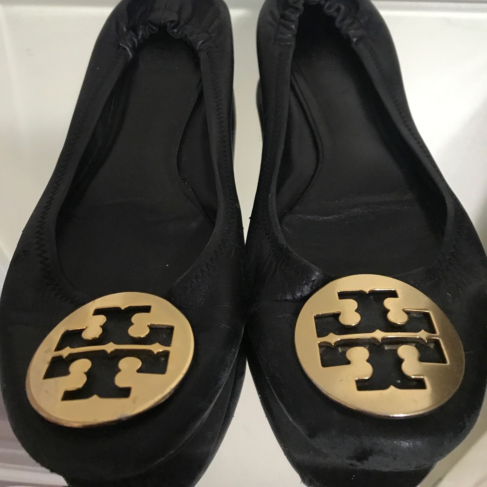 Tory Burch Black Reva Flats, Size 10